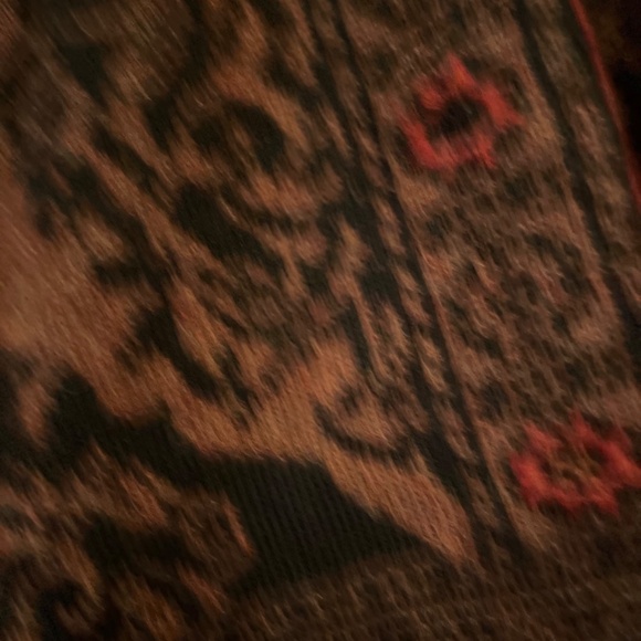 PERUVIAN CONNECTION BLACK, BROWN RUANA CAPE WITH RED ACCENTS AND EMBROIDERY - Picture 14 of 16